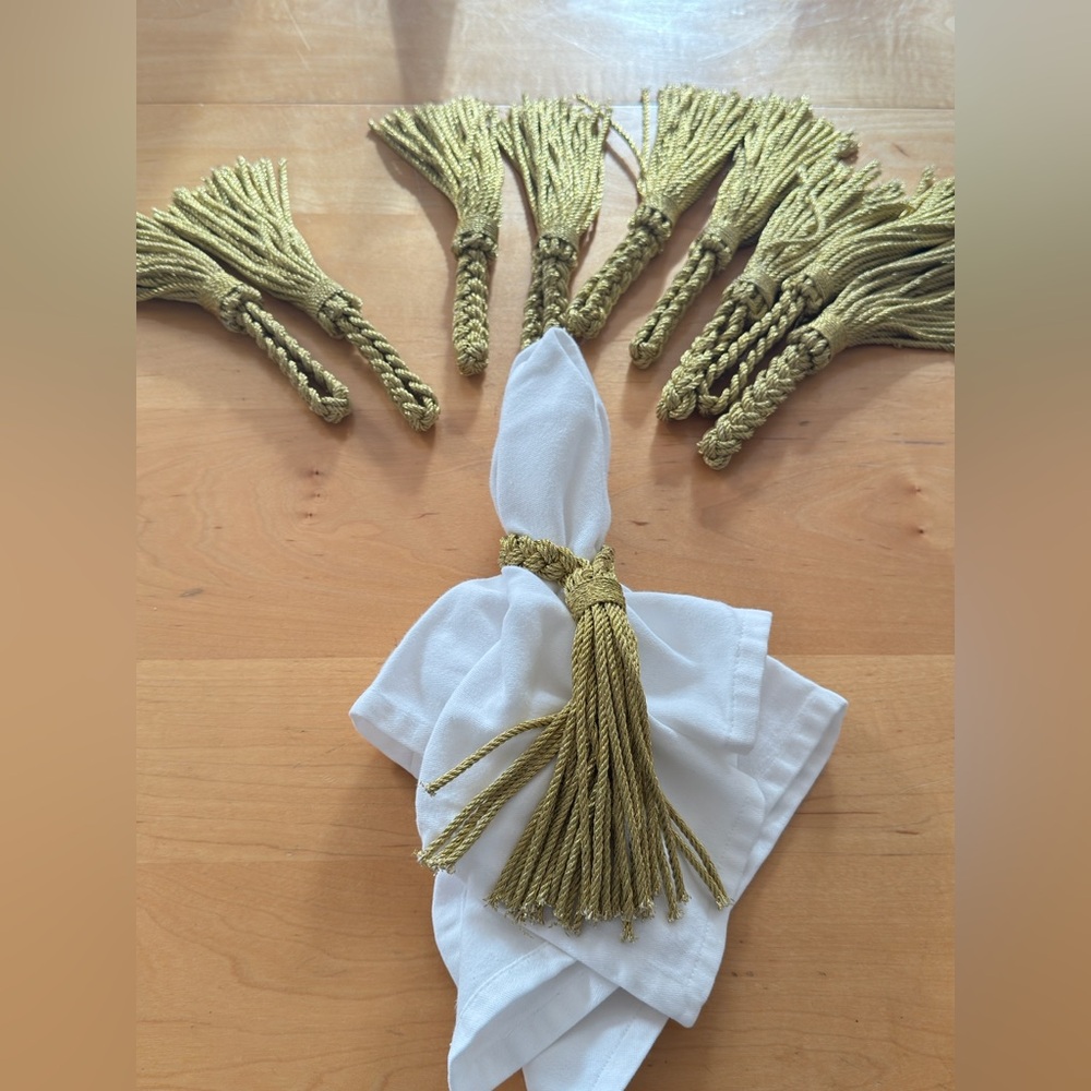 Vintage Metalic Woven Tassel Napkin Holders